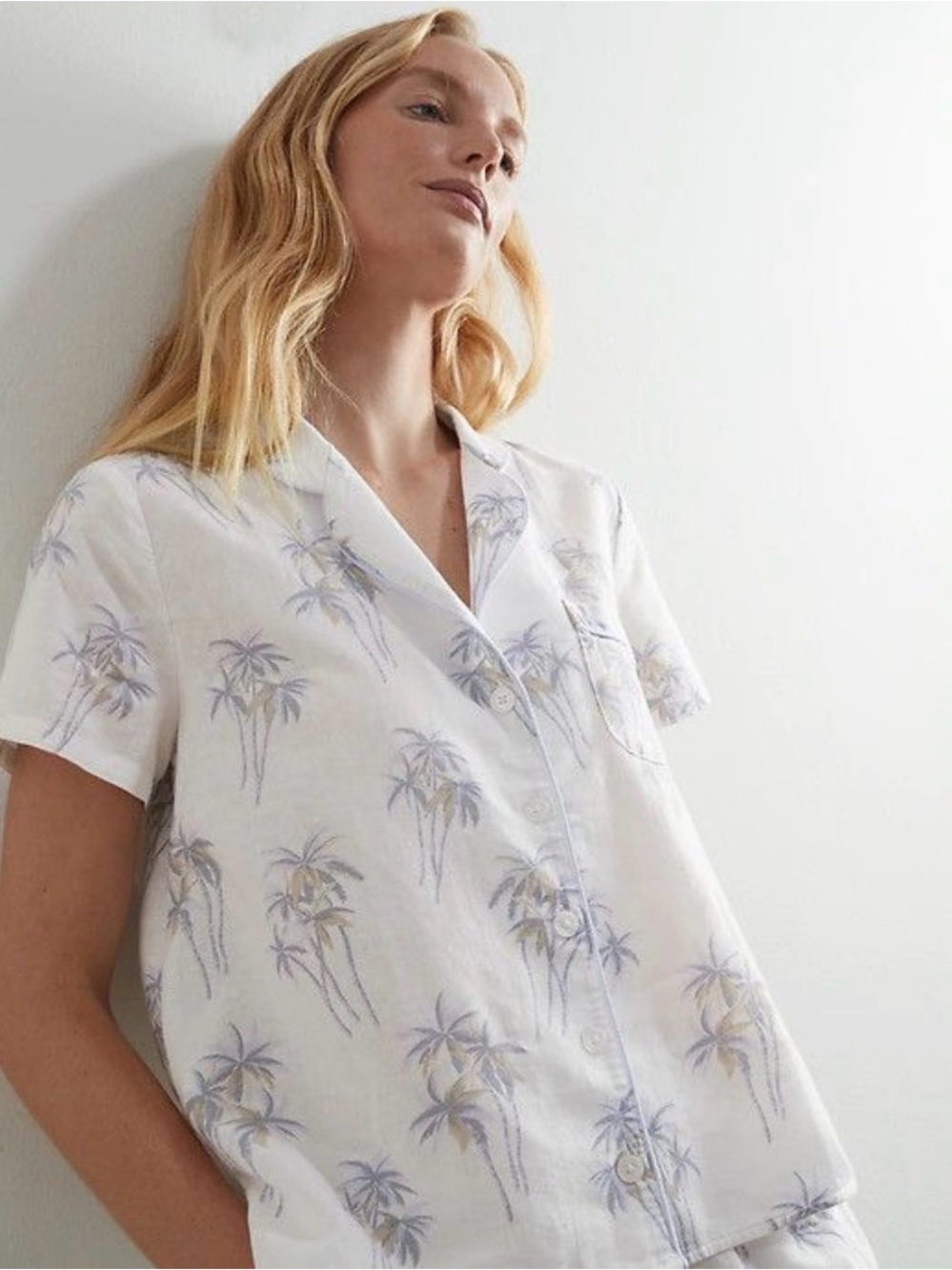 Banana Republic Size S Linen Pajama Set White Palm
